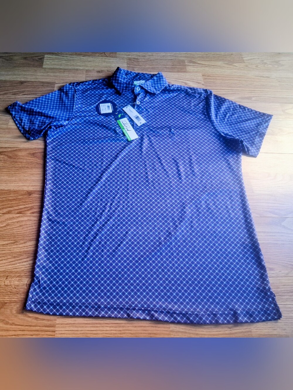 NWT Mens Polo, Golf Shirt Ny Tailor Byrd,  Blue/ Print Sz S